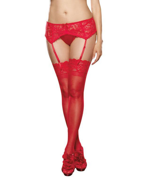 Red Lace Garter Belt - Queen